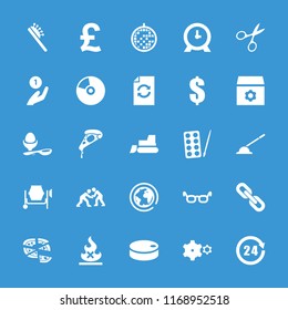 Round icon. collection of 25 round filled icons such as paints, hair brush, manicure scissors, clock, dollar, gear, glasses, pizza. editable round icons for web and mobile.