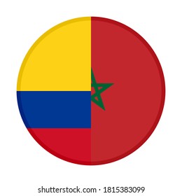round icon with colombia and morocco flags, isolated on white background