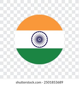 Un icono redondo con los colores de la bandera india. Concepto de logotipo "Made in India".
