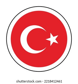 A round icon in the colors of the Turkish flag. "Made in Turkey" logo concept.