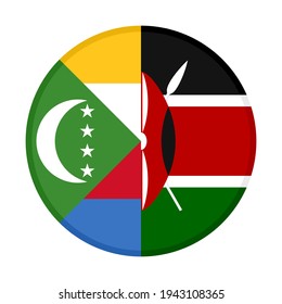 round icon with comoros and kenya flags isolated on white background

