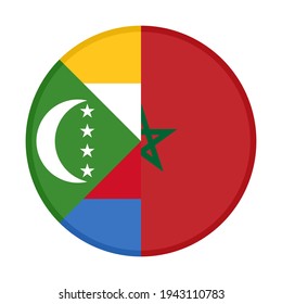 round icon with comoros and morocco flags isolated on white background
