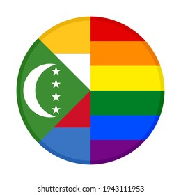 round icon with comoros and rainbow flags isolated on white background
