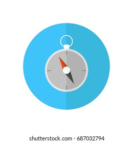 Round icon of compass with long shadow. Vector logo collection.