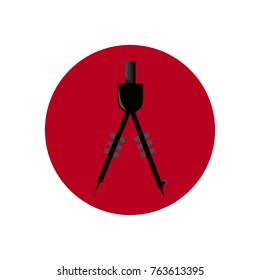 Round icon with a compass. Vector, illustration.