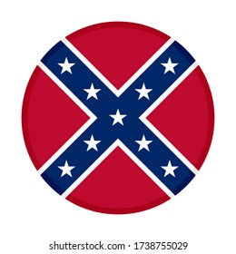 round icon with confederate states of america flag isolated on white background