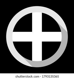 round icon with cornwall flag, isolated on black background