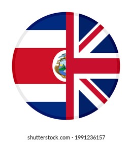 round icon with costa rica and british flags isolated on white background
