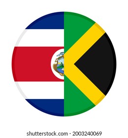 icono circular con banderas de costa rica y jamaica aisladas en fondo blanco
