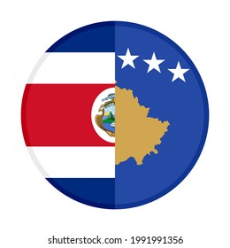 round icon with costa rica and kosovo flags isolated on white background
