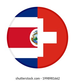 round icon with costa rica and switzerland flags isolated on white background
