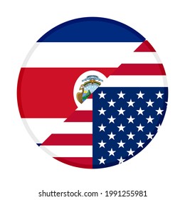round icon with costa rica and united states flags isolated on white background
