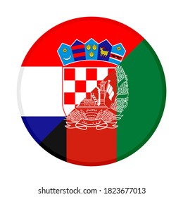 round icon with croatia and afghanistan flags, isolated on white background