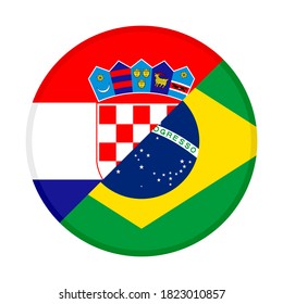 round icon with croatia and brazil flags, isolated on white background