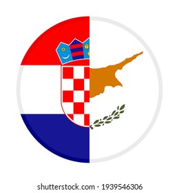 icono circular con banderas croatia y chipre aisladas en fondo blanco
