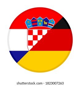 round icon with croatia and germany flags, isolated on white background