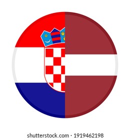 round icon with croatia and latvia flags, isolated on white background
