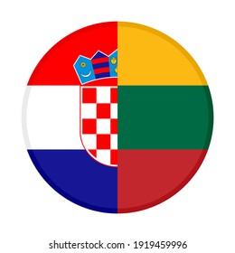round icon with croatia and lithuania flags, isolated on white background
