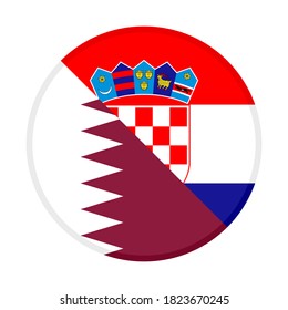 round icon with croatia and qatar flags, isolated on white background