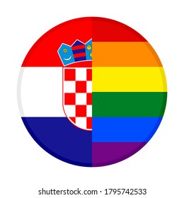 round icon with croatia and rainbow flags