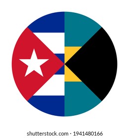 round icon with cuba and bahamas flags isolated on white background
