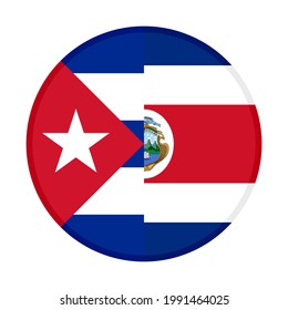round icon with cuba and costa rica flags isolated on white background
