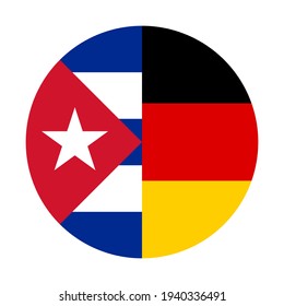 icono circular con banderas cuba y alemania aisladas en fondo blanco