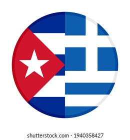 icono circular con banderas cuba y grecia aisladas en fondo blanco
