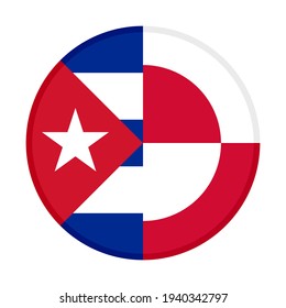 round icon with cuba and greenland flags isolated on white background
