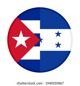 round icon with cuba and honduras flags isolated on white background