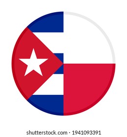 round icon with cuba and poland flags isolated on white background
