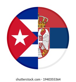 round icon with cuba and serbia flags isolated on white background
