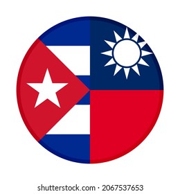 round icon with cuba and taiwan flags isolated on white background
