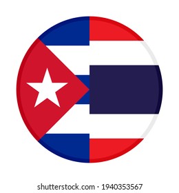 icono circular con banderas de cuba y tailandia aisladas en fondo blanco
