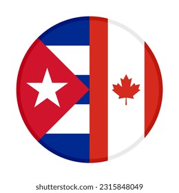 round icon of cuban and canadian flags. vector illustration isolated on white background
