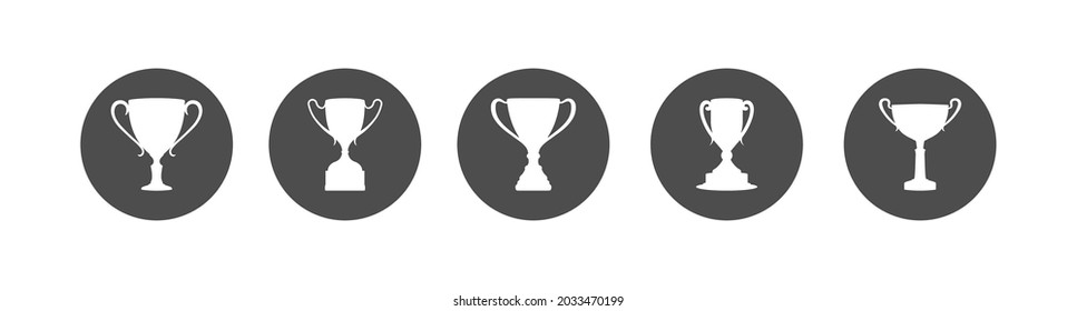 icono redondo con una taza. Un conjunto de ilustraciones vectoriales. Estilo plano.