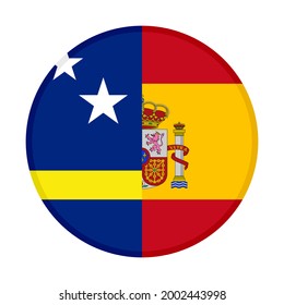 round icon with curacao and spain flags isolated on white background
