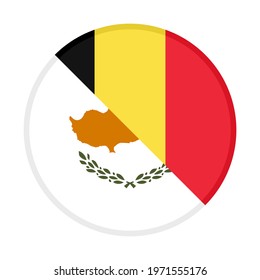 round icon with cyprus and belgium flags, isolated on white background
