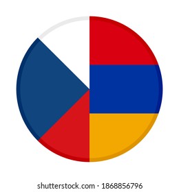 round icon with czech republic and armenia flags, isolated on white background