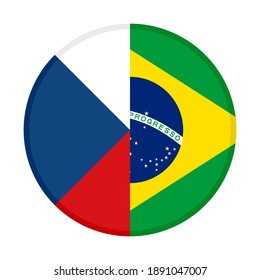 round icon with czech republic and brazil flags isolated on white background