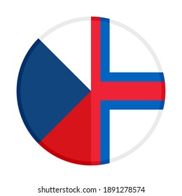 round icon with czech republic and faroe islands flags isolated on white background
