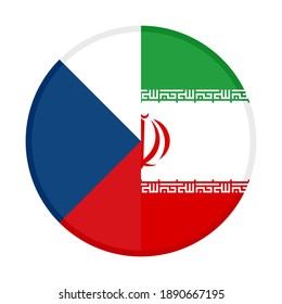 round icon with czech republic and iran flags isolated on white background
