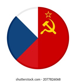icono circular con banderas de la república checa y de la unión soviética aisladas en fondo blanco
