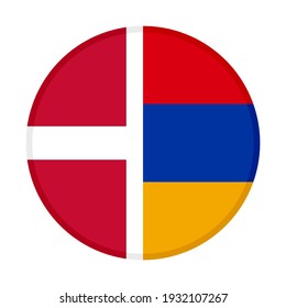 round icon with denmark and armenia flags isolated on white background
