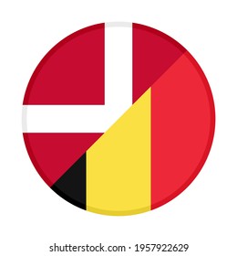 round icon with denmark and belgium flags isolated on white background
