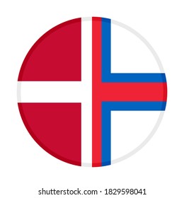 round icon with denmark and faroe islands flags, isolated on white background