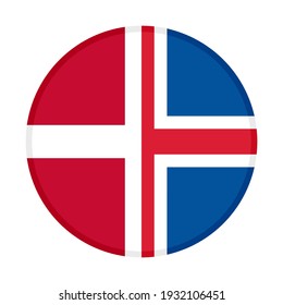 round icon with denmark and iceland flags isolated on white background
