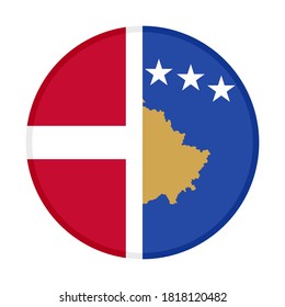 round icon with denmark and kosovo flags, isolated on white background