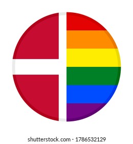round icon with denmark and rainbow flag