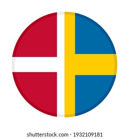 rundes Symbol mit Dänemark und Schweden, einzeln auf weißem Hintergrund
